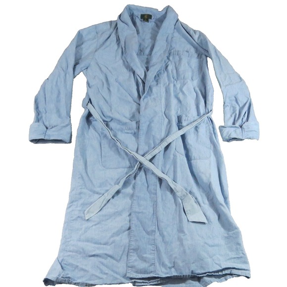 Club Room Other - VTG 90s Club Room Robe Men M Blue Cotton Chambray Long Sleeve Bathrobe Lounge
